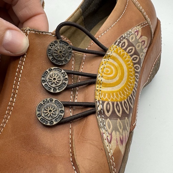 L' Artiste Agacia Spring Step Hand Painted Leather Clog Size 38 -7.5/8 Wedge - Picture 5 of 8